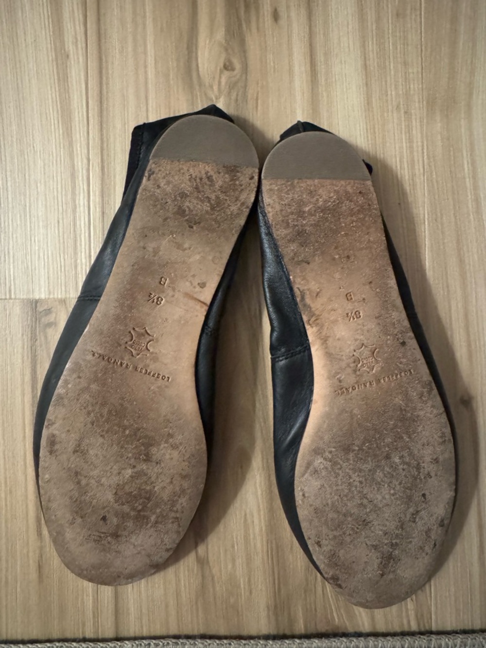 Loeffler Randall Black Leather Ballet Flats with Elastic Strap - Picture 4 of 4